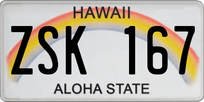 HI license plate ZSK167