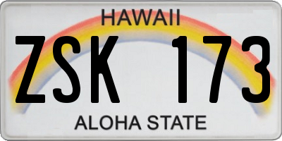 HI license plate ZSK173
