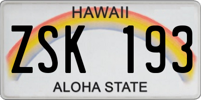 HI license plate ZSK193