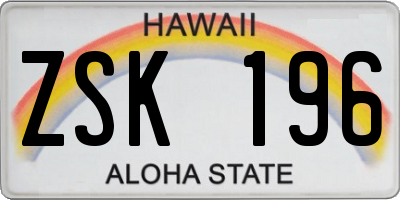 HI license plate ZSK196