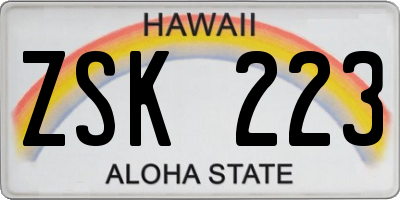 HI license plate ZSK223