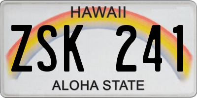 HI license plate ZSK241