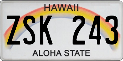 HI license plate ZSK243