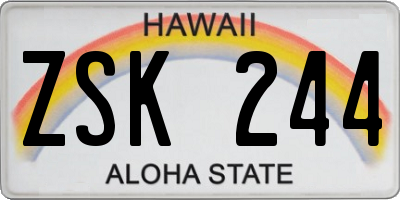 HI license plate ZSK244