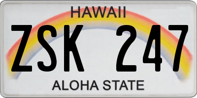 HI license plate ZSK247