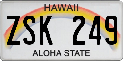 HI license plate ZSK249