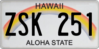 HI license plate ZSK251