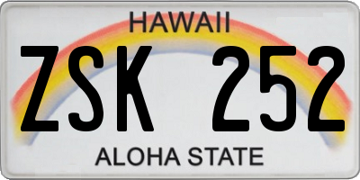 HI license plate ZSK252