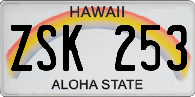 HI license plate ZSK253