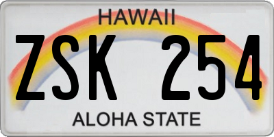 HI license plate ZSK254