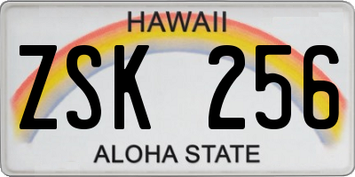 HI license plate ZSK256