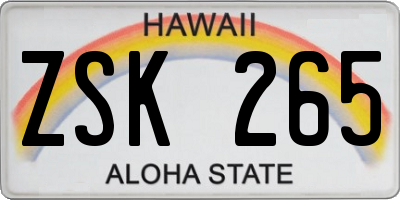 HI license plate ZSK265