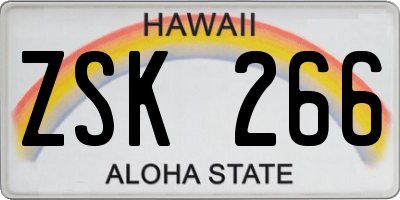 HI license plate ZSK266