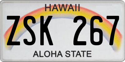 HI license plate ZSK267