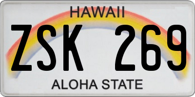 HI license plate ZSK269