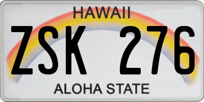 HI license plate ZSK276
