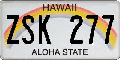 HI license plate ZSK277