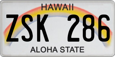 HI license plate ZSK286