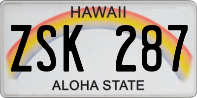 HI license plate ZSK287