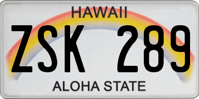 HI license plate ZSK289