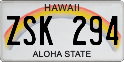 HI license plate ZSK294