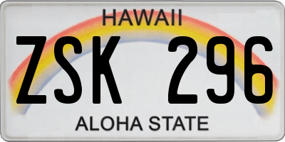 HI license plate ZSK296