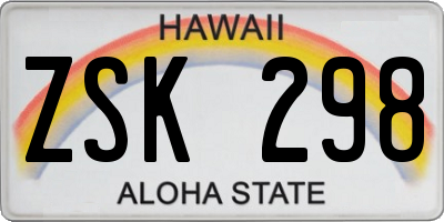 HI license plate ZSK298