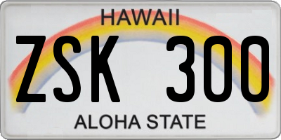 HI license plate ZSK300