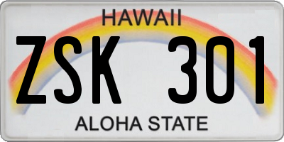 HI license plate ZSK301
