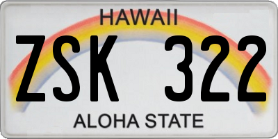 HI license plate ZSK322