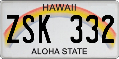 HI license plate ZSK332