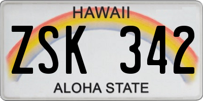 HI license plate ZSK342