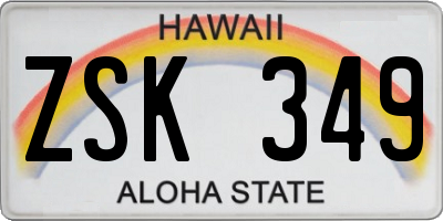 HI license plate ZSK349