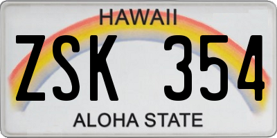 HI license plate ZSK354
