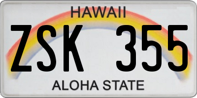 HI license plate ZSK355