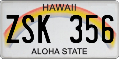 HI license plate ZSK356