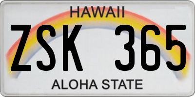 HI license plate ZSK365