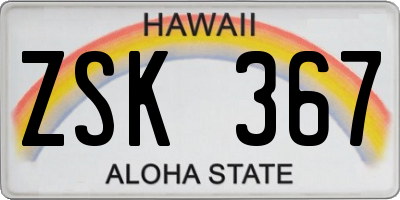 HI license plate ZSK367