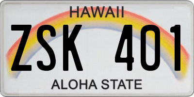HI license plate ZSK401