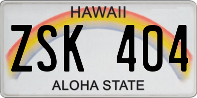 HI license plate ZSK404