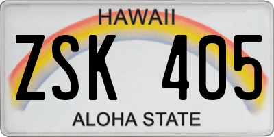 HI license plate ZSK405