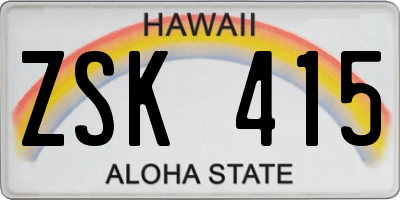 HI license plate ZSK415