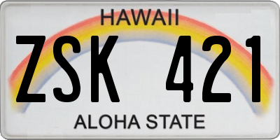 HI license plate ZSK421
