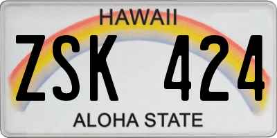 HI license plate ZSK424