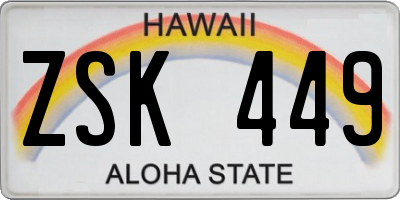 HI license plate ZSK449