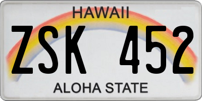 HI license plate ZSK452