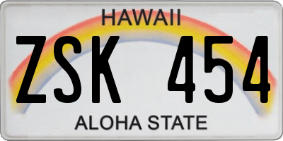 HI license plate ZSK454