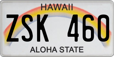 HI license plate ZSK460