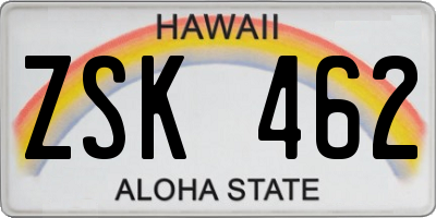 HI license plate ZSK462