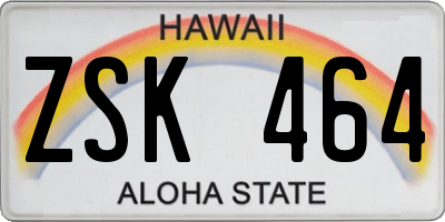 HI license plate ZSK464